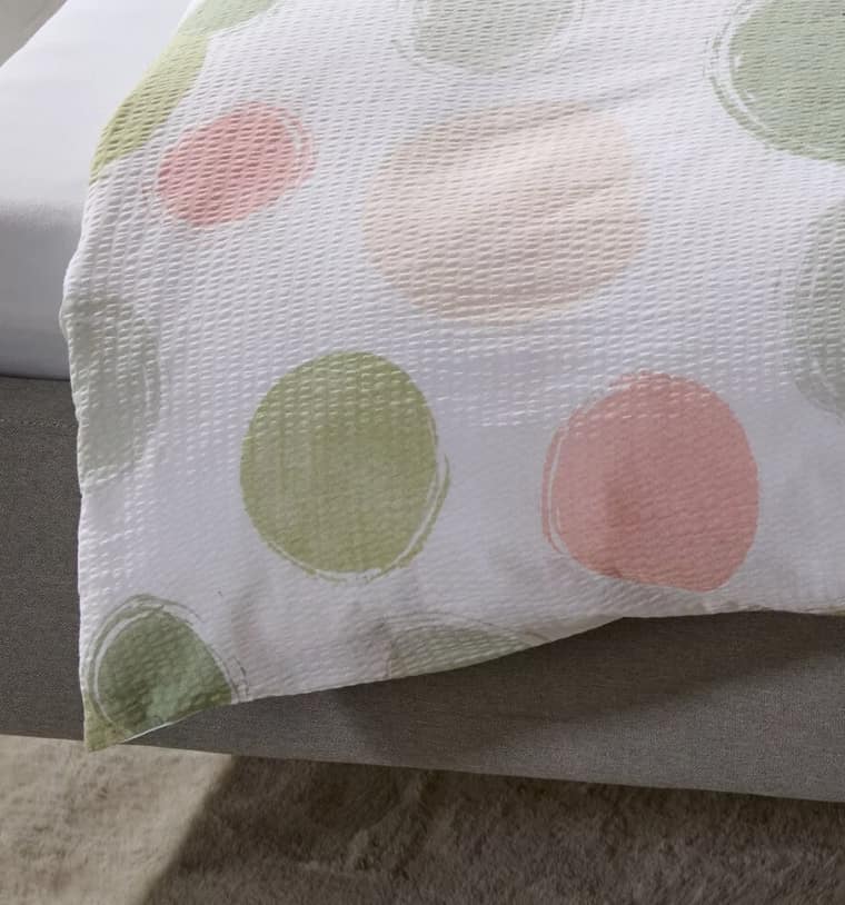 Traumschlaf Seersucker Bettwäsche Kreise grün